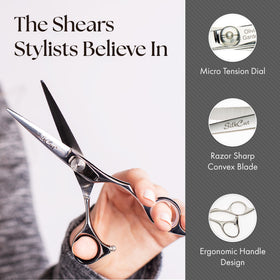 Olivia Garden SilkCut shear close-up with polished blades for clean snips.