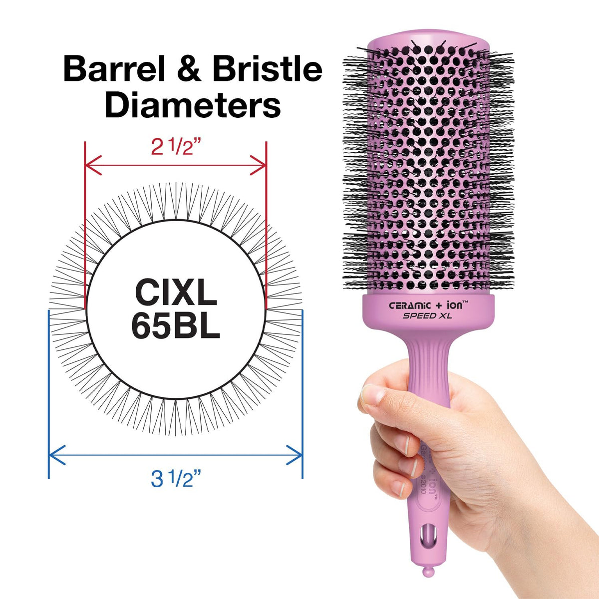 Olivia Garden Speed XL shows large barrel airflow holes for quick drying