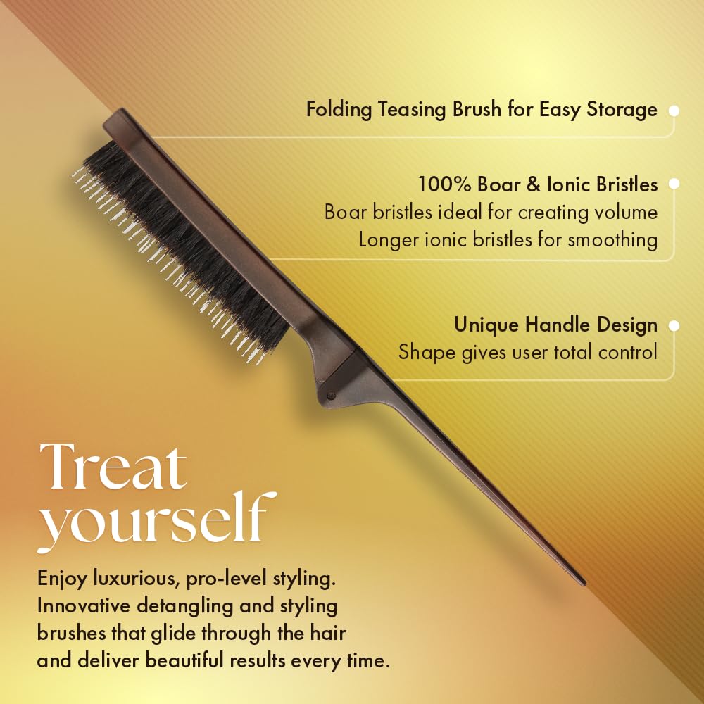 Olivia Garden Style-Up Foldable Brush shown in compact travel form for on-the-go touchups.