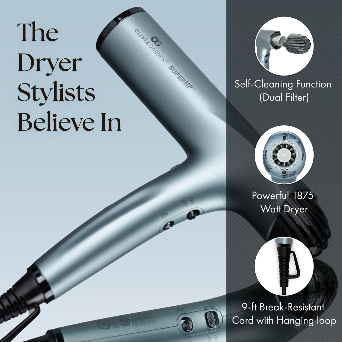 Olivia Garden two comb attachments for precise sectioning during blowouts.