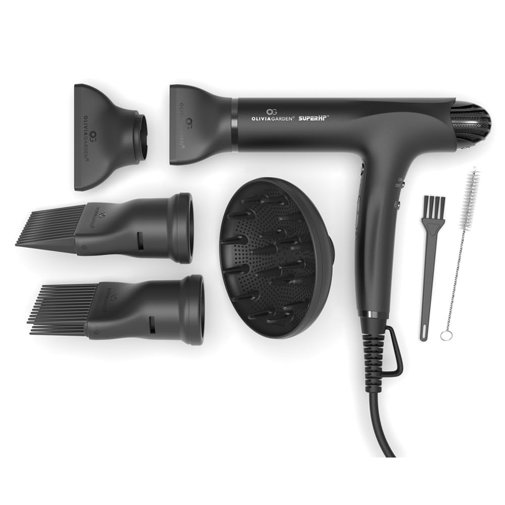 Olivia Garden 1875W SuperHP dryer front view showing powerful airflow for fast drying