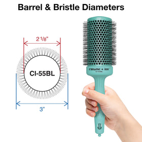 Olivia Garden ceramic ion round brush airflow holes optimize drying performance.