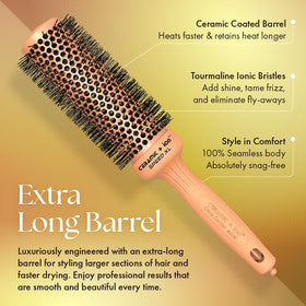 Olivia Garden Ceramic + Ion Speed XL soft-tip bristles protect scalp during styling.