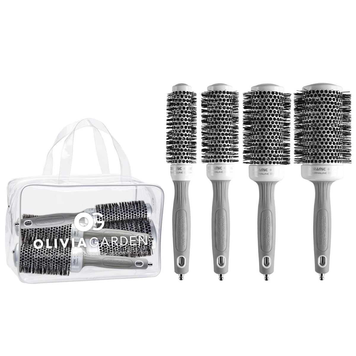 Olivia Garden CI-25 ceramic ion round brush close-up for smooth, fast-drying styling.
