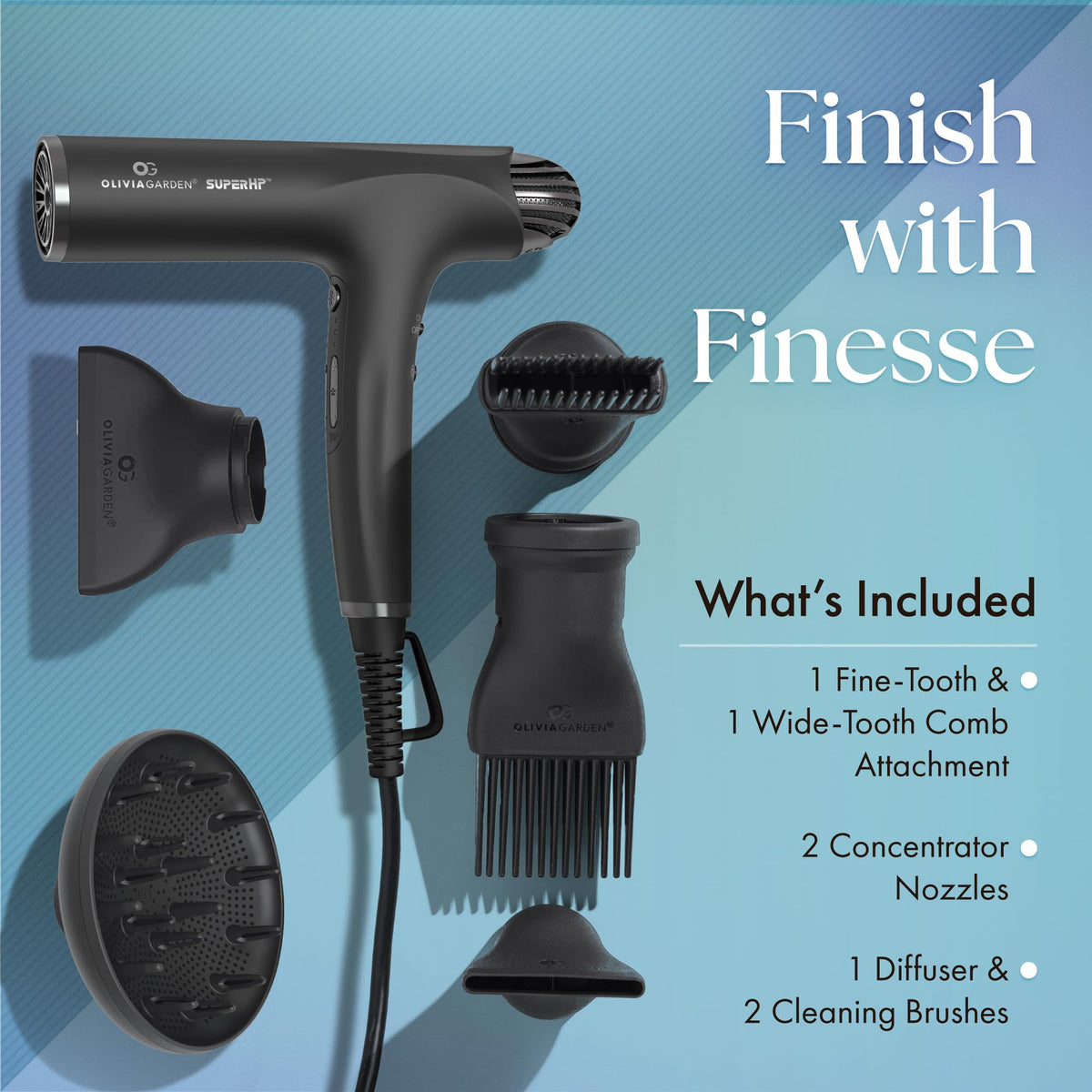 Olivia Garden comb attachment 1 enabling precise styling with reduced frizz