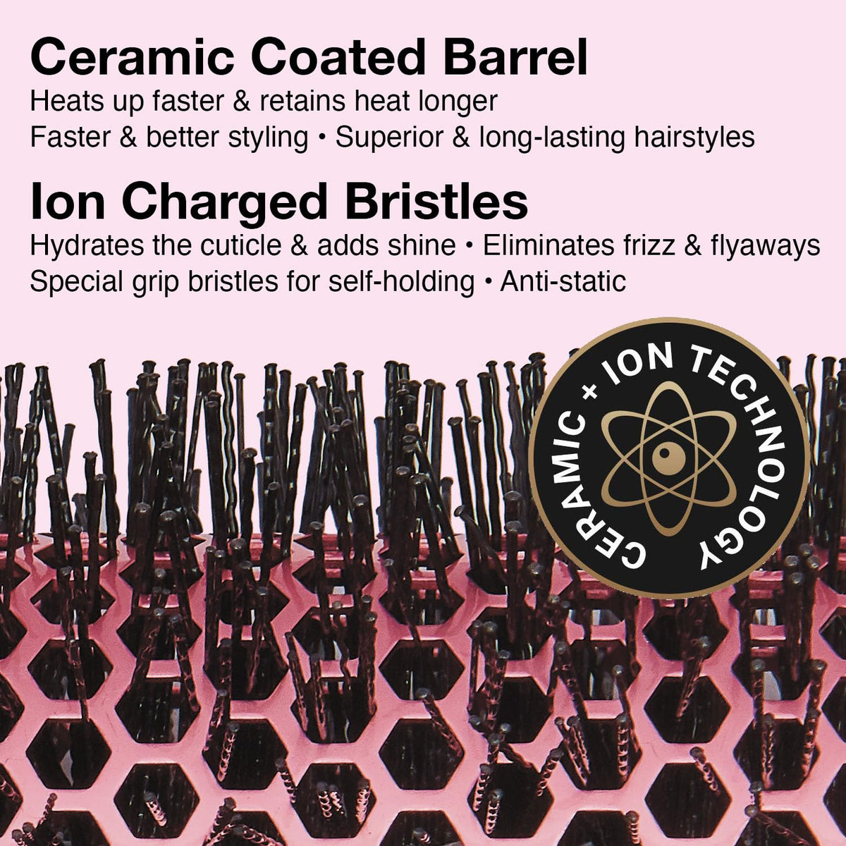 Olivia Garden MultiBrush ion-charged bristles reduce frizz and boost shine