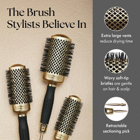 Olivia Garden NanoThermic ergonomic grip minimizes hand fatigue during styling.