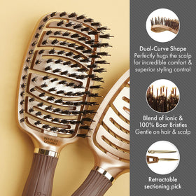 Olivia Garden NT-FLEXCO used for smoothing hair while styling for a sleek look.