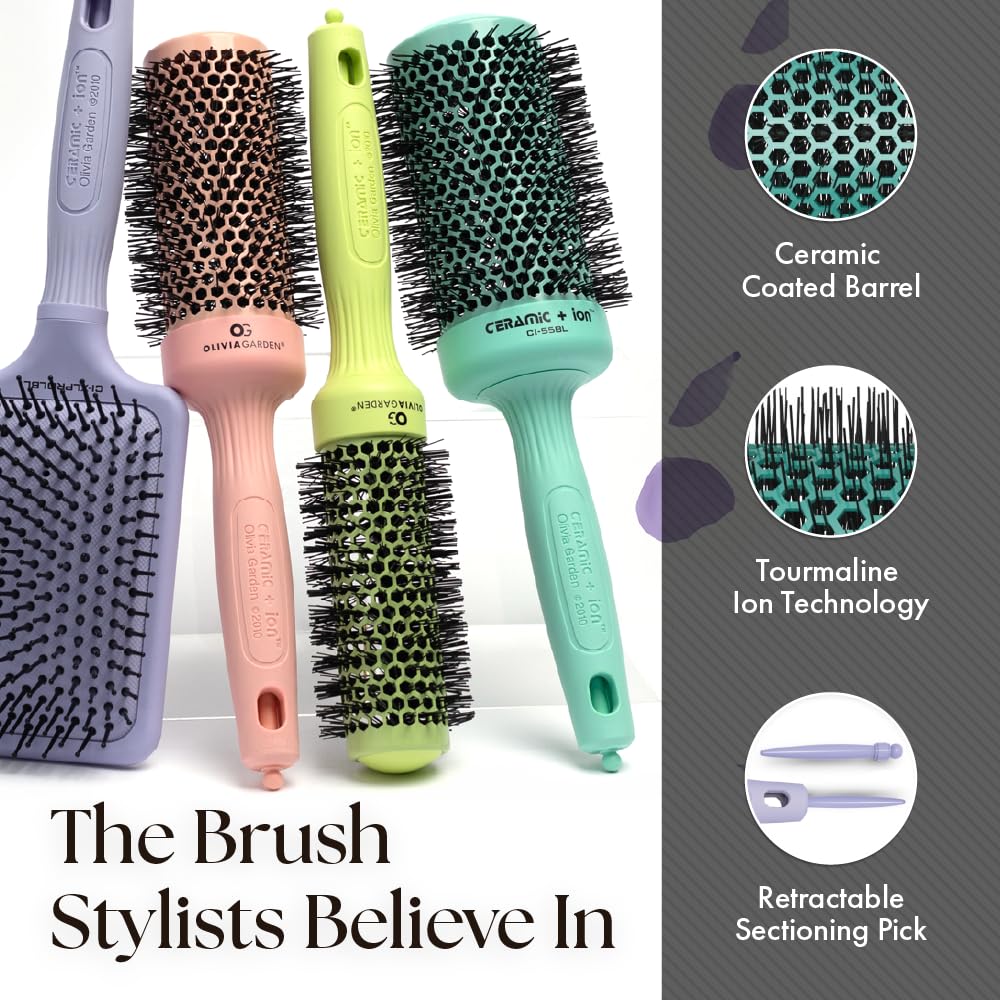 Olivia Garden round brush retractable sectioning pick for easy parting.