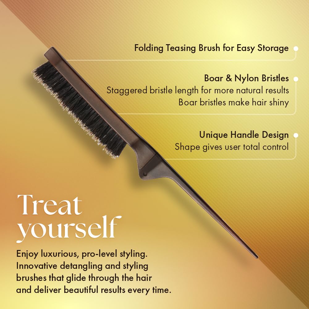 Olivia Garden Style-Up Teasing Foldable Brush bristles detail showing 50/50 boar and nylon blend for lift.