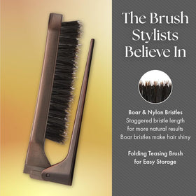 Olivia Garden Style-Up Teasing Foldable Brush grip shot highlighting ergonomic, narrow middle for control.