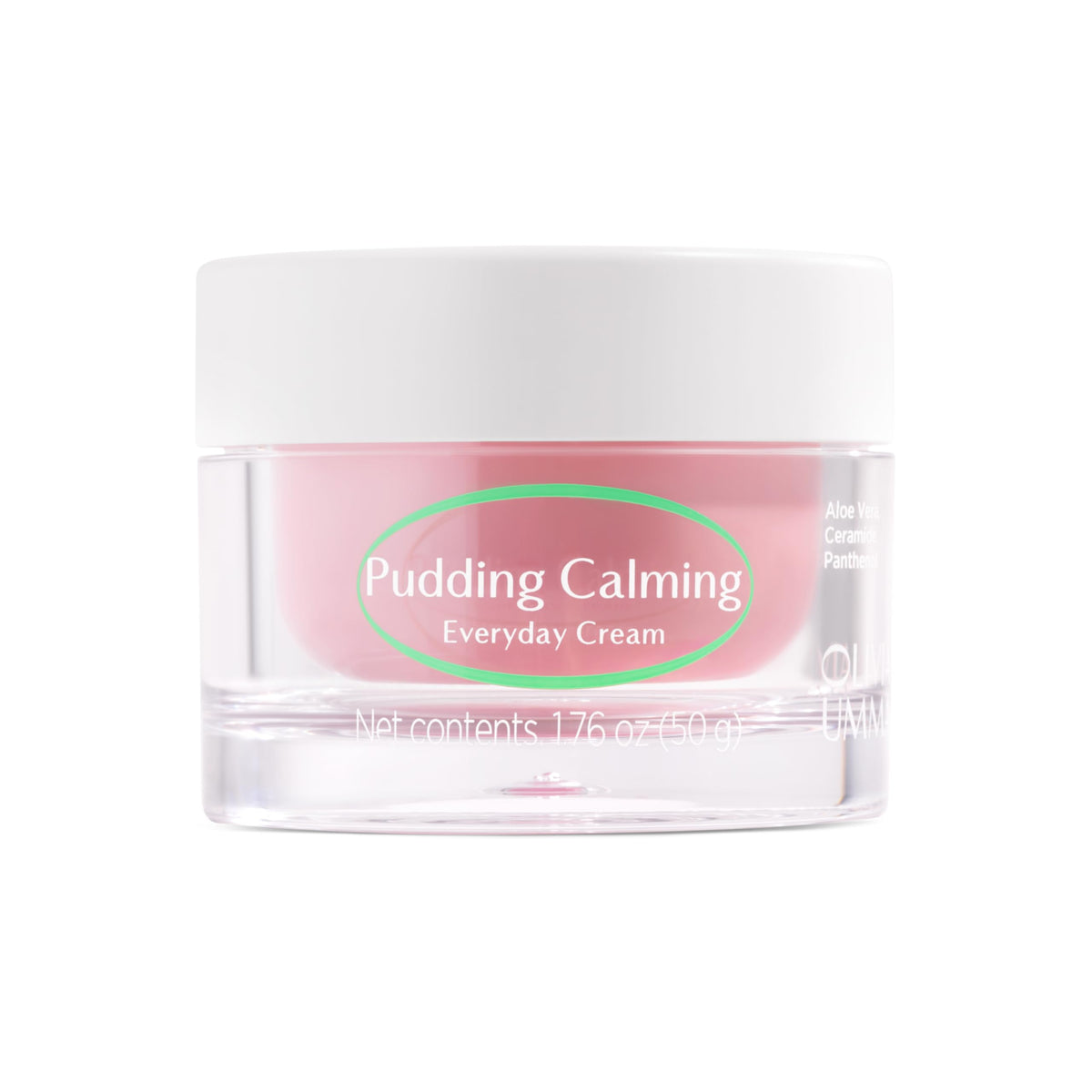 OLIVIAUMMA pudding calming cream jar shows pudding texture for daily hydration.