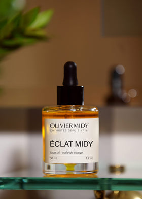 Olivier Midy Eclat Midy label detail showcasing premium vegan branding.