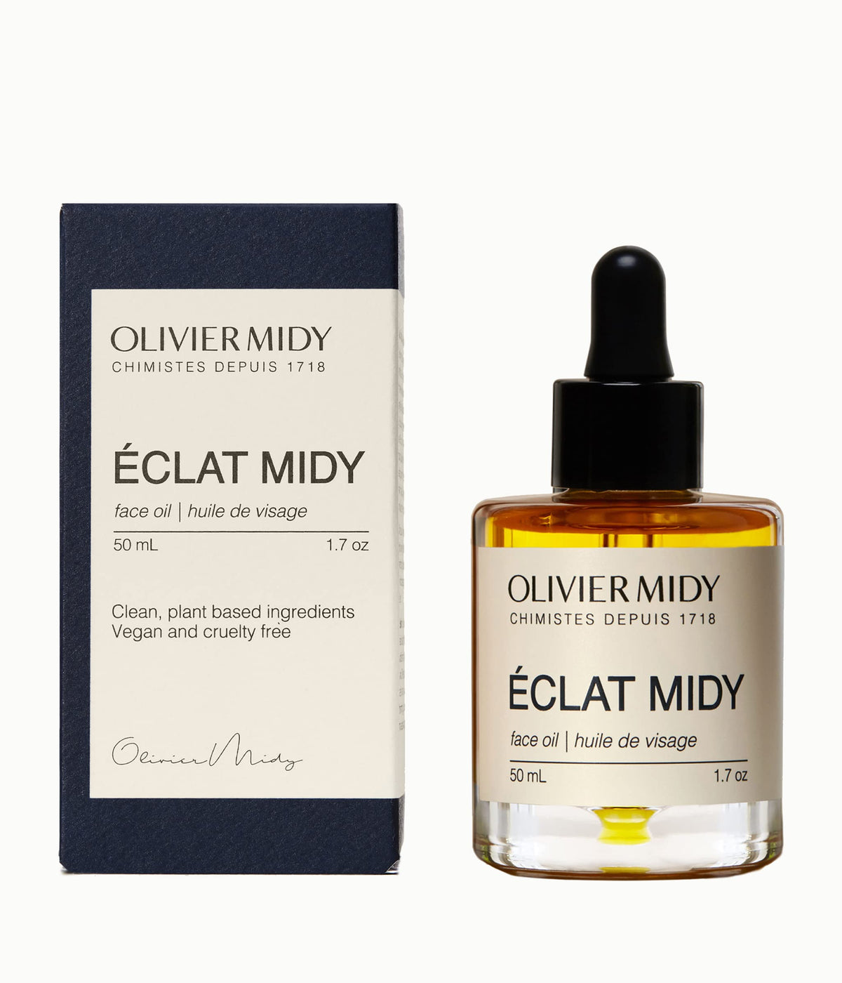 Olivier Midy Eclat Midy oil pour hint highlighting ongoing moisture for smooth skin.