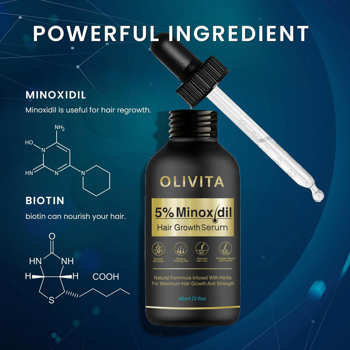 OLIVITA beard growth serum application on facial hair