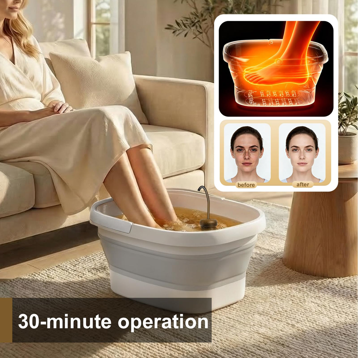 Olixie Ionic Foot Bath Detox Machine in use during a soothing soak