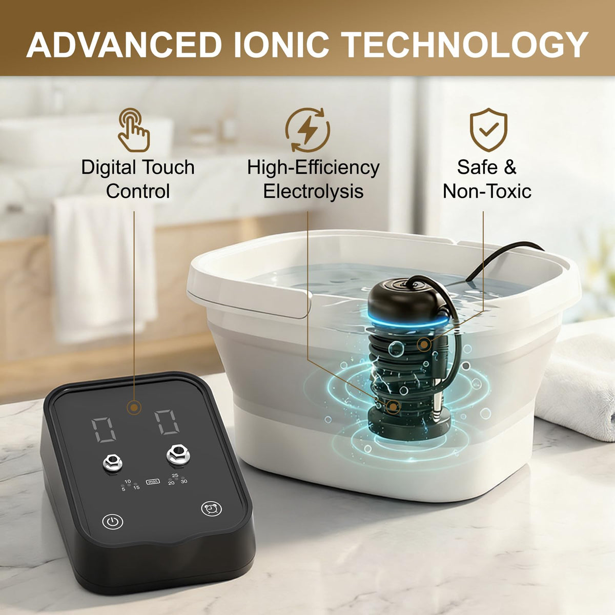 Olixie Ionic Foot Bath Detox Package for at-home spa routines