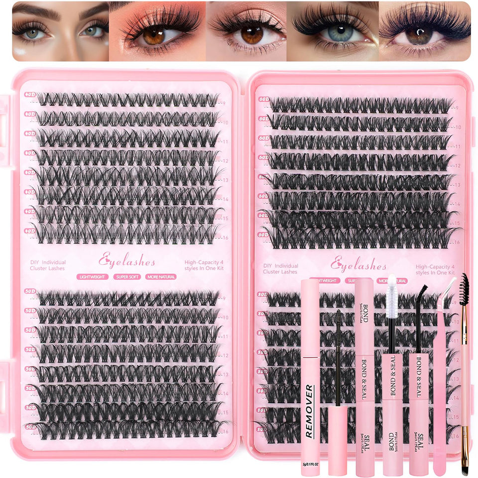 OLLAVO Lash Clusters Kit 640pcs for versatile DIY lash styles.