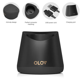 Compact, durable charging base design fits neatly on any counter.