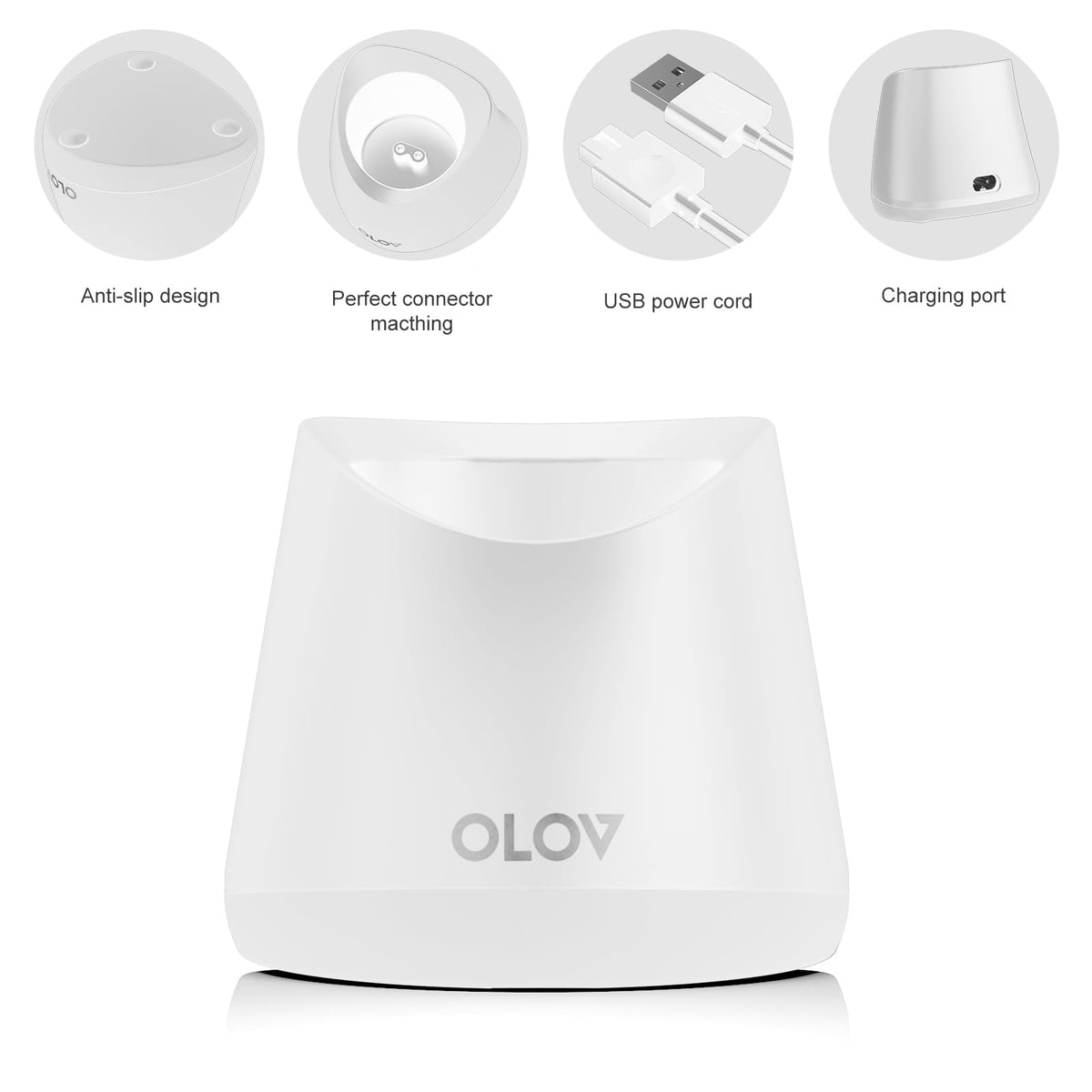 OLOV durable charging dock close-up highlighting quality materials for daily use