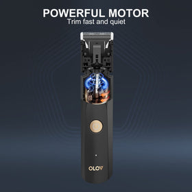 OLOV Electric Body Trimmer reaching the back for precise grooming.