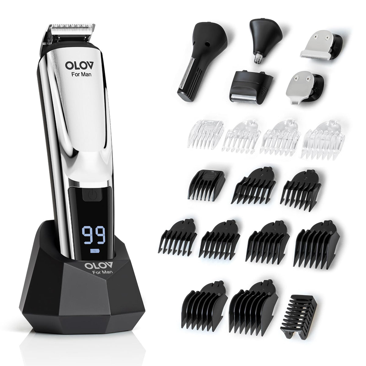 OLOV For Man beard trimmer with multiple attachments for precise grooming results.