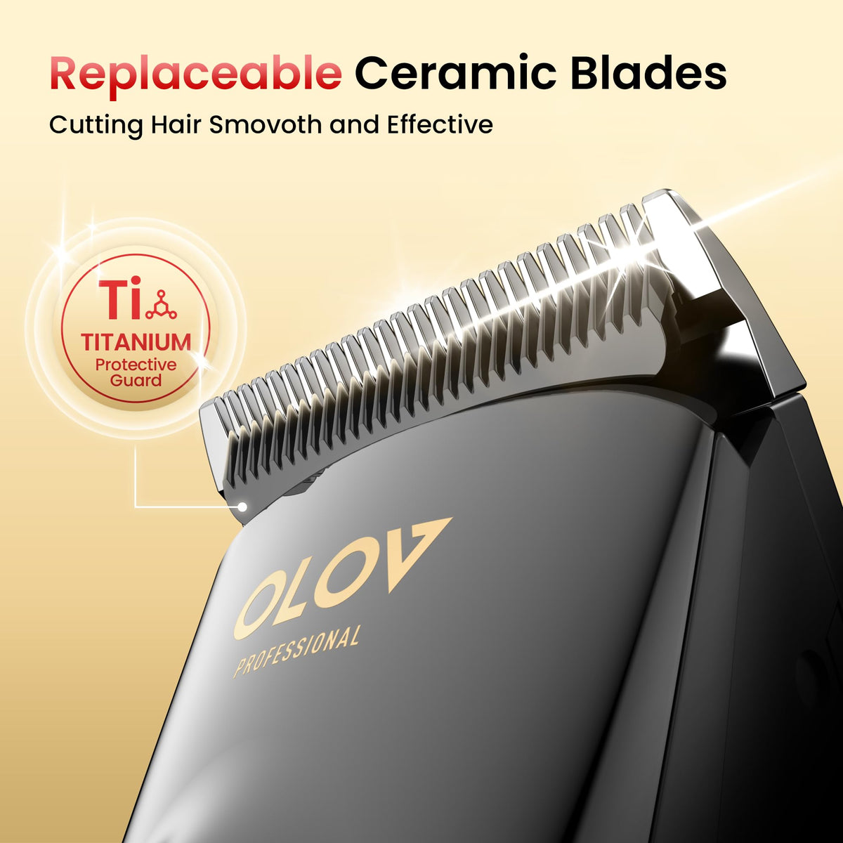 OLOV PROFESSIONAL black-handle clippers offering a comfortable grip during home grooming.