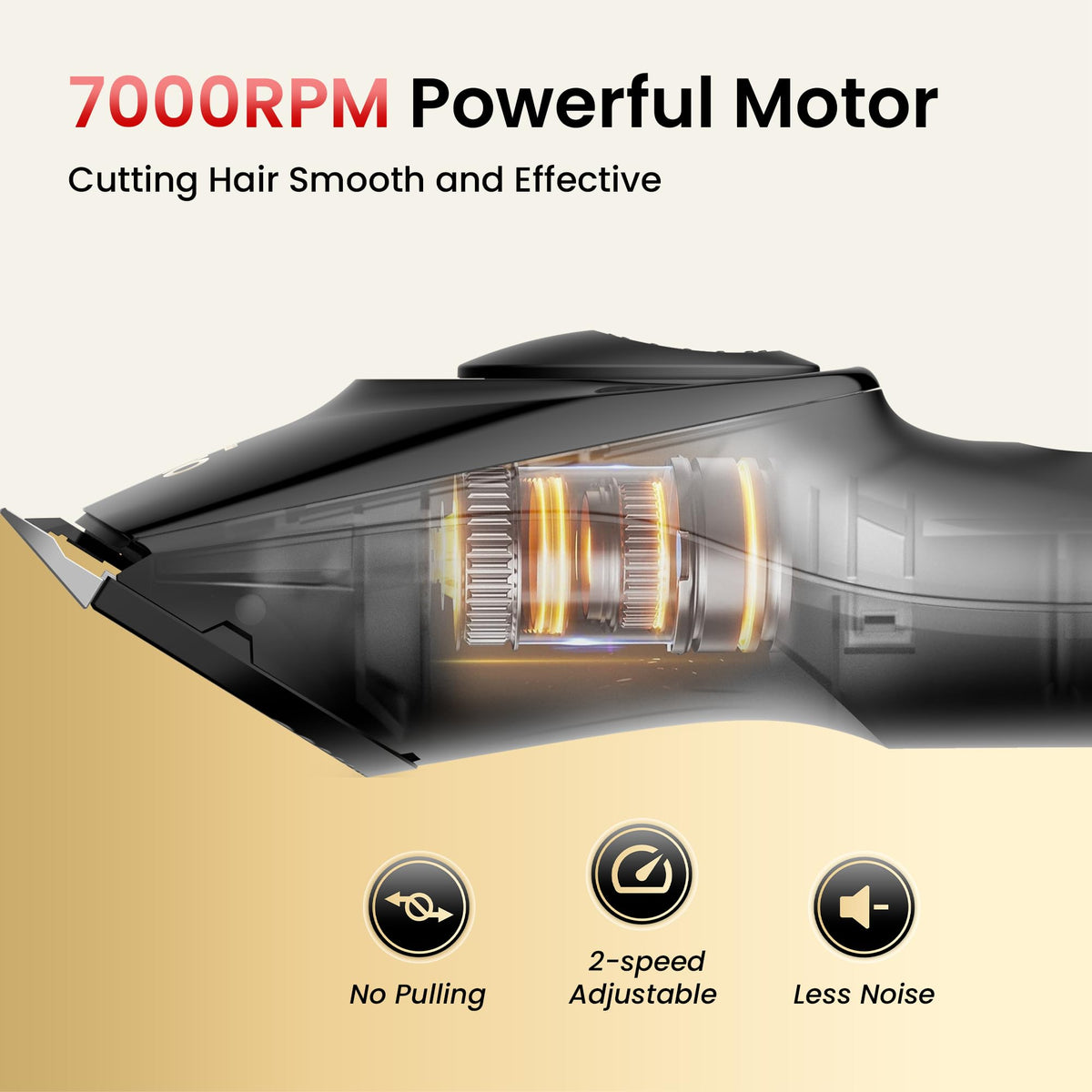 OLOV PROFESSIONAL clippers with different length settings enabling precise trims.