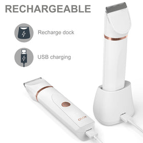 OLOV charging stand with USB cord showing stable power for grooming sessions