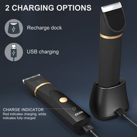 OLOV USB charging dock keeps your trimmer organized and ready.