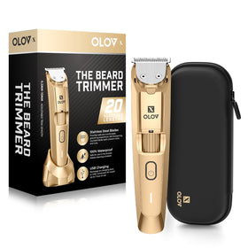 OLOV X beard trimmer with precision dial enabling 20-length adjustments for tailored beards.