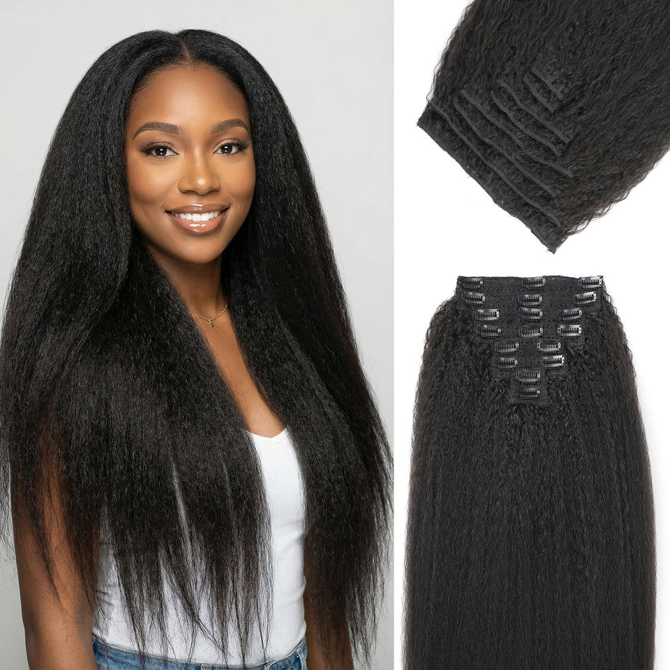 OLQZJZJ kinky straight clip-in extensions for full head volume and natural movement