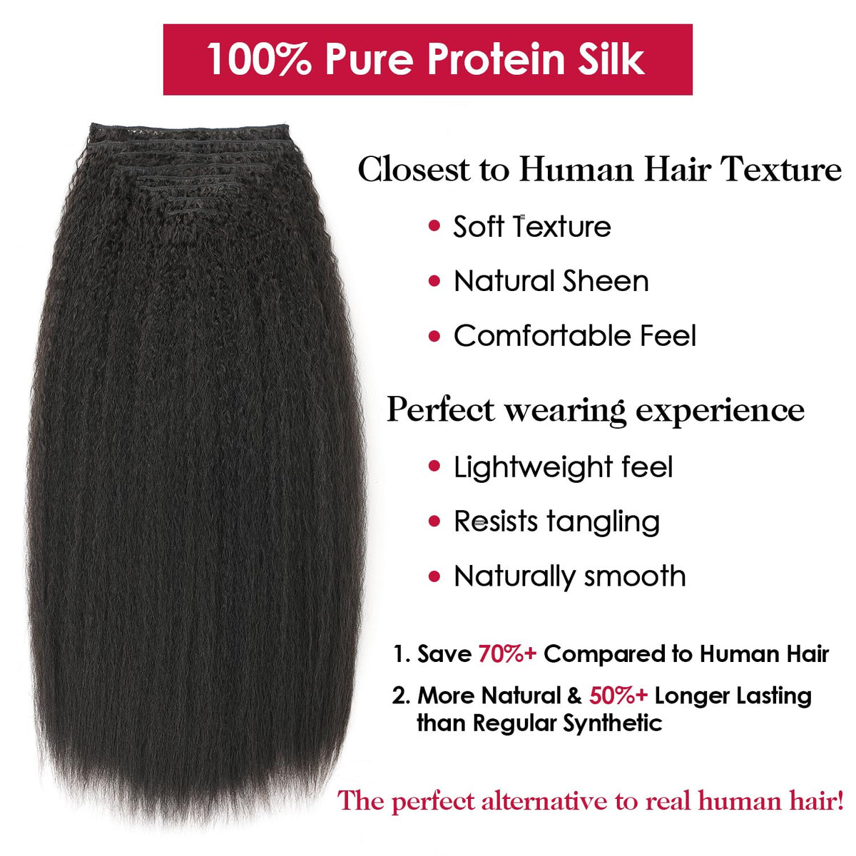 OLQZJZJ protein-fiber clip-ins with double-weft for secure wear