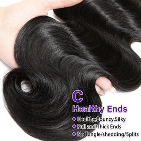 Olsmkis 22-inch body wave length check demonstrates length and fullness from crown to tips.