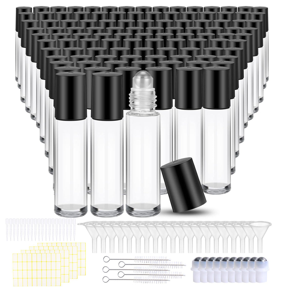 Olutacot 150-pcs roller bottle set with 10 ml glass bottles for travel and storage.