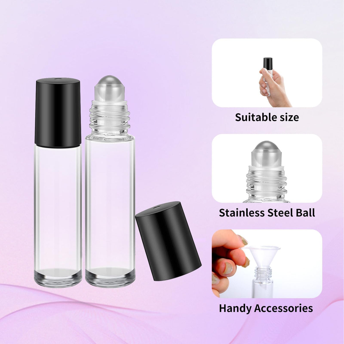 Olutacot thick glass roller bottles designed to preserve fragrance and stability.