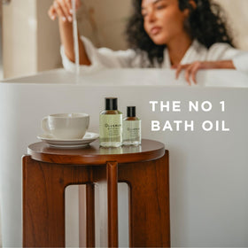 OLVERUM oil texture on skin suggests silky, smooth feel.