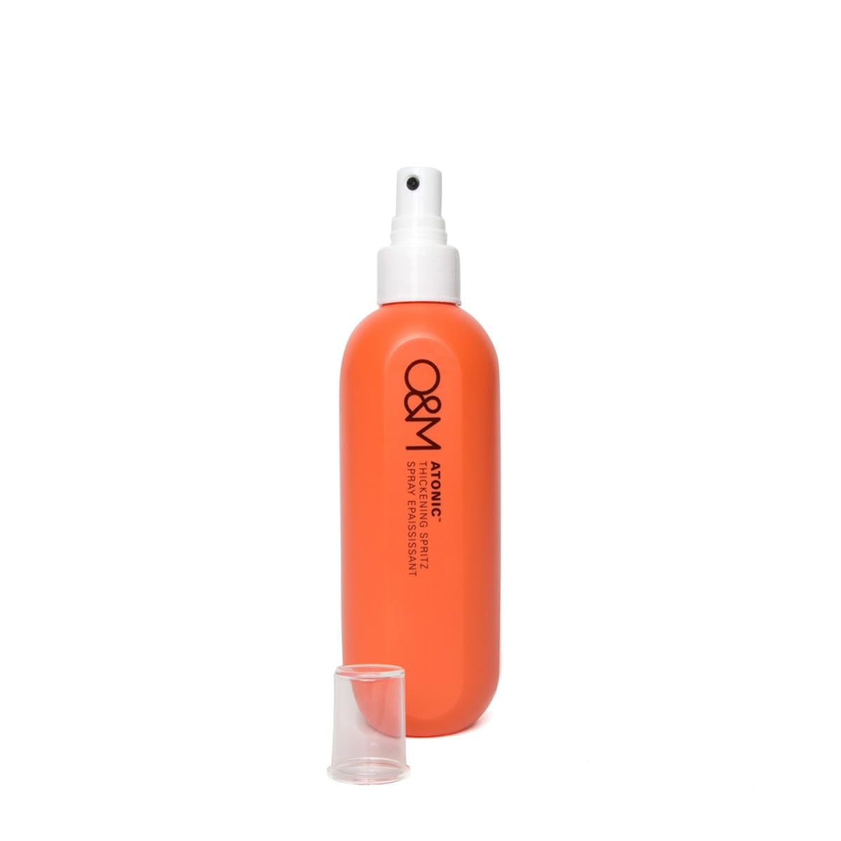O&M Atonic thickening spray nozzle applies evenly for controlled styling.
