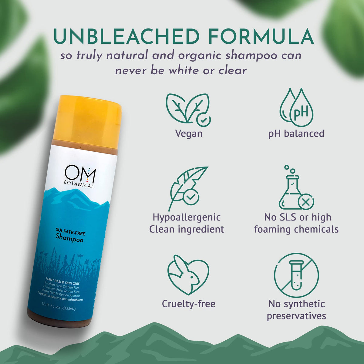 OM Botanical curly-friendly formula with soft lather on strands.