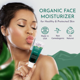 OM Botanical close-up of a lightweight cream texture delivering non-greasy hydration