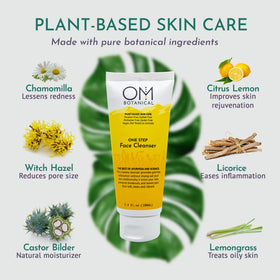 OM Botanical One Step Cleanser gram flour cleanse supports deep pore purification.