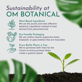 OM Botanical scalp-friendly shampoo promoting fullness and resilience.