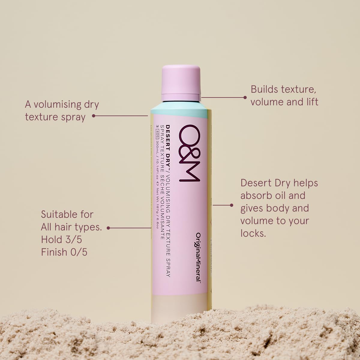 O\u0026M Desert Dry with Lily Pilly boosts natural-looking volume.