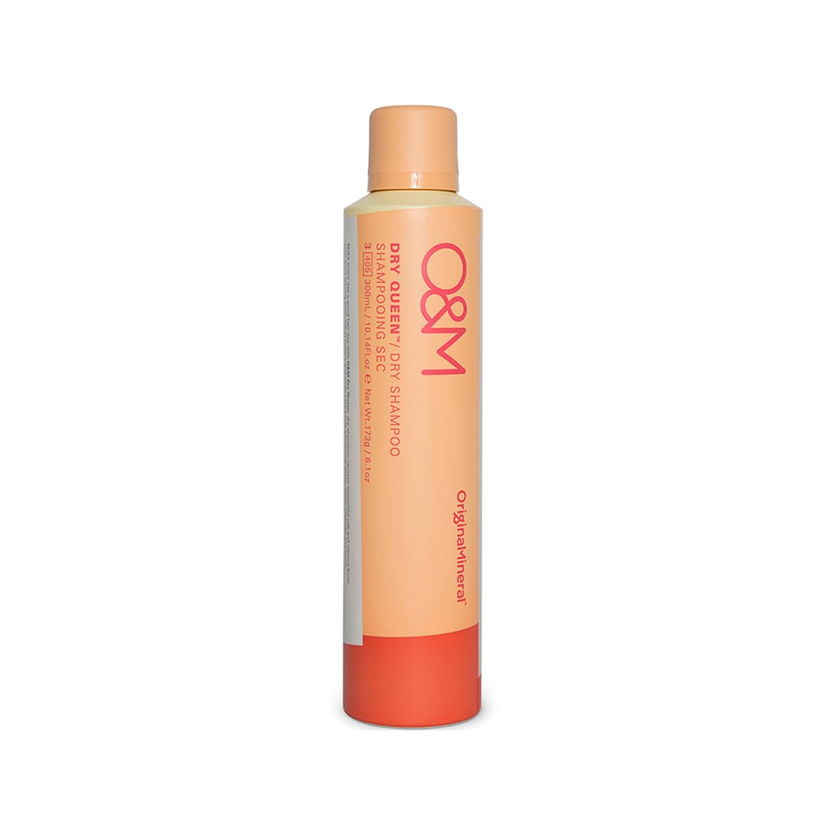 O&amp;M Dry Queen dry shampoo bottle shot showing instant oil absorption and fresh look