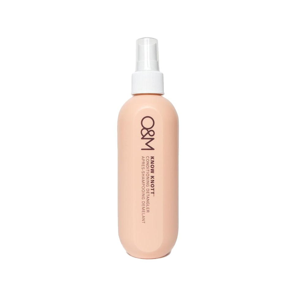 O&amp;M Know Knott bottle packaging showing detangler bottle design for easy storage