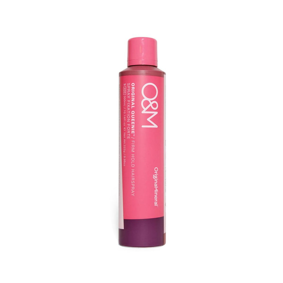 O M Original Queenie Firm Hold spray bottle demonstrates a flexible, long-lasting style.