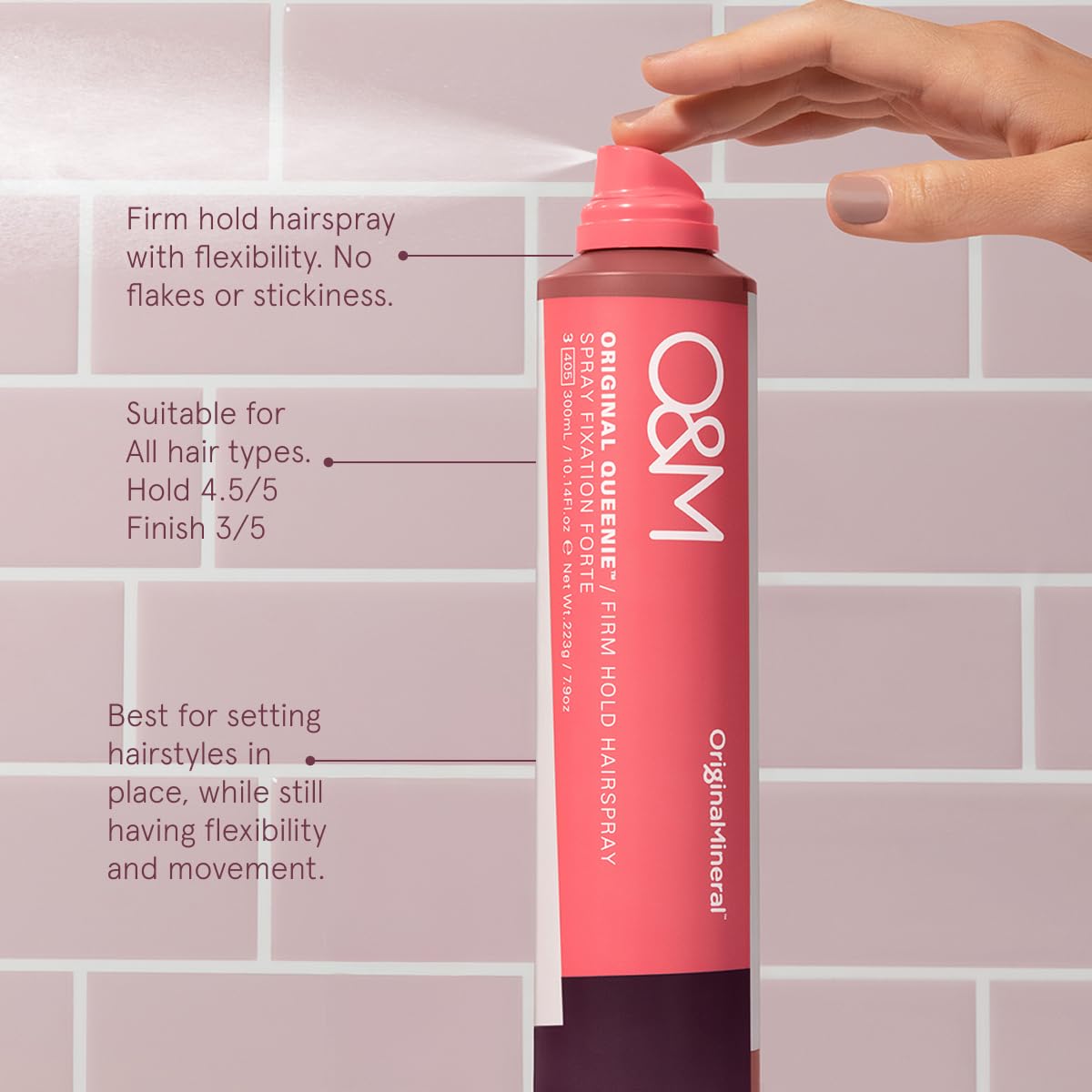 Styled hair after using Queenie spray shows defined texture and natural shine.