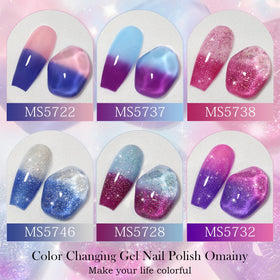 OMAINY color-changing gel polish blue to white shows cool temperature transitions