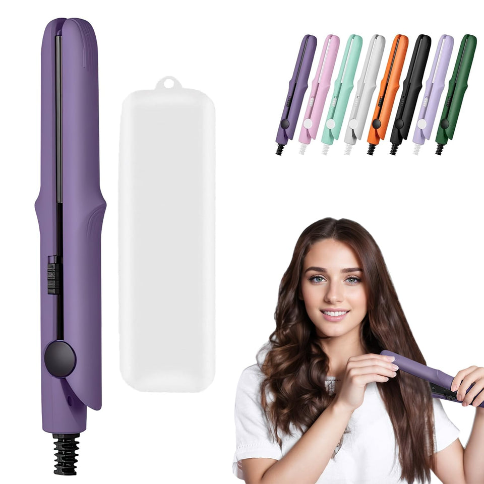 Omaky 2-in-1 curling wand and straightener in dark purple for versatile styling at home