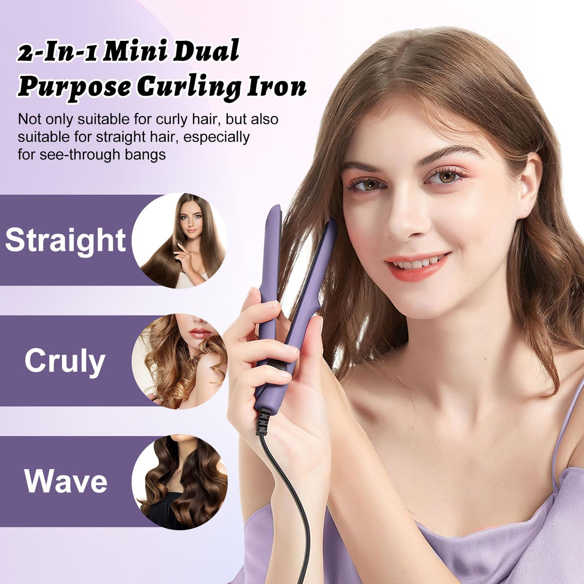 Omaky compact travel hair tool in dark purple ideal for on-the-go styling